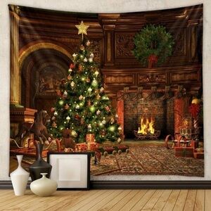 Christmas Tree Fireplace Tapestry